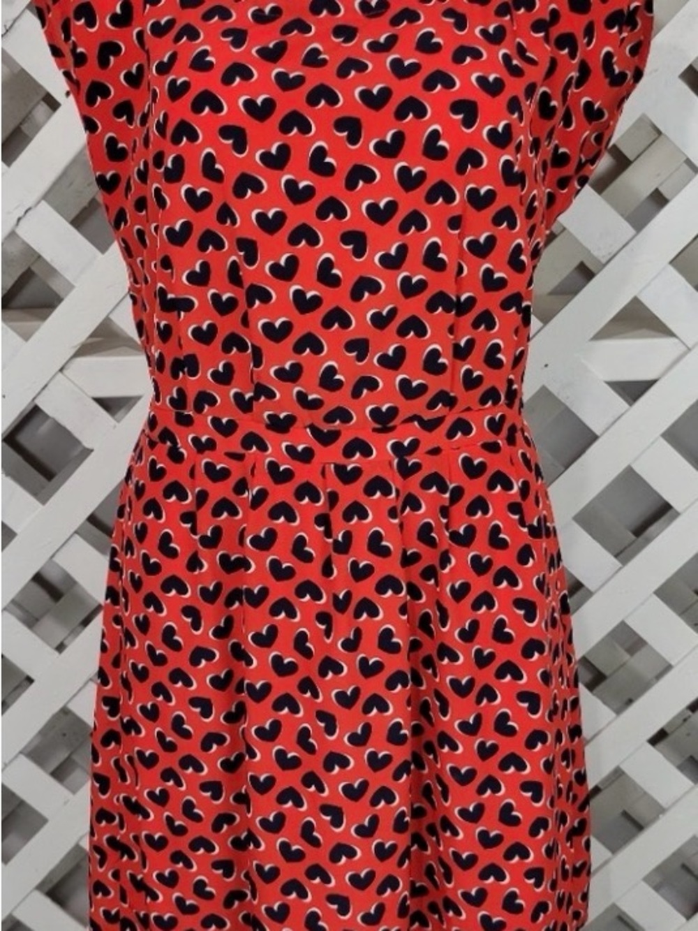 Old Navy Red Dress with Black & White Heart Print